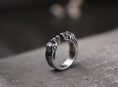925 Thai Silver Engraved Skull Ring