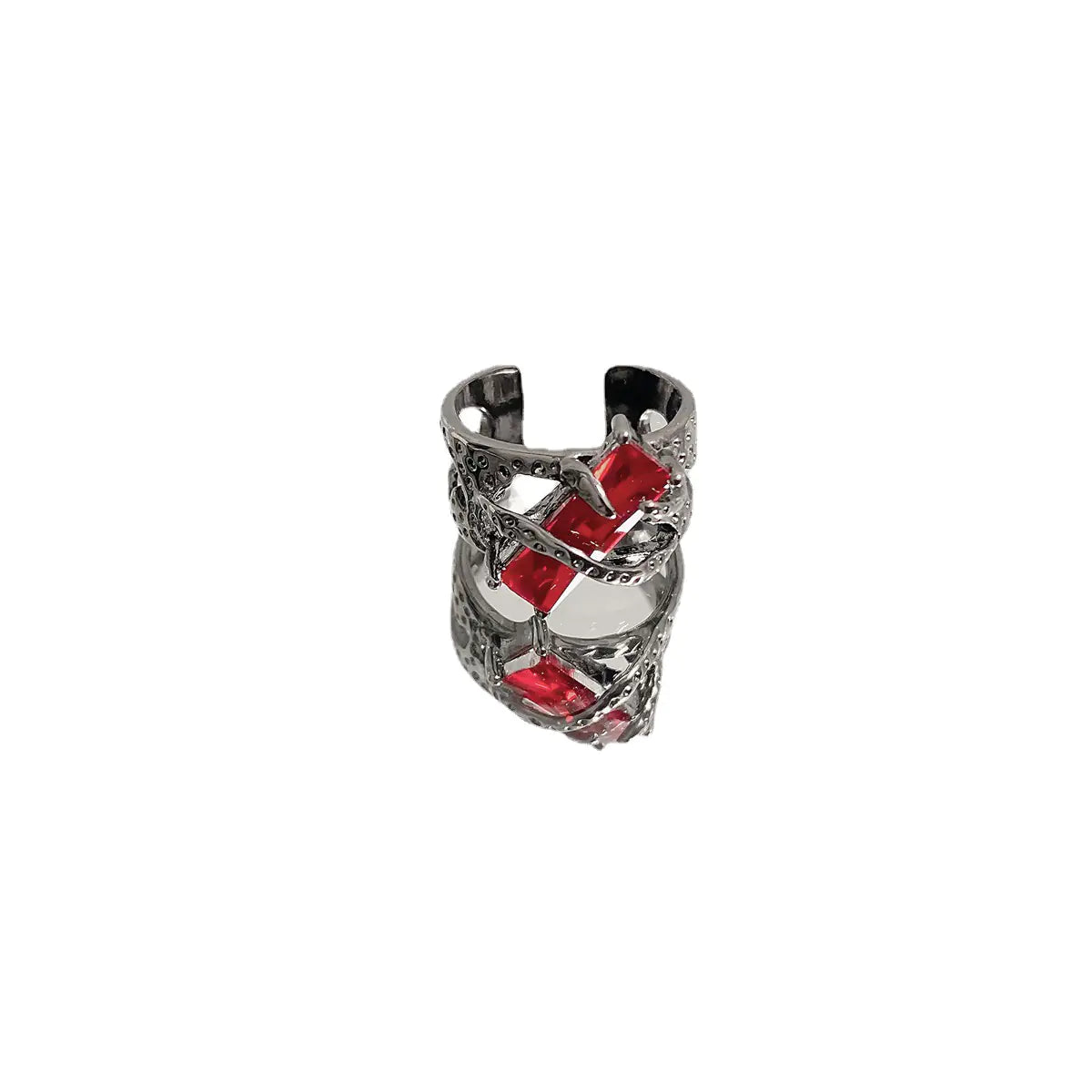 Dark Black Red Zircon Ring for Men and Women